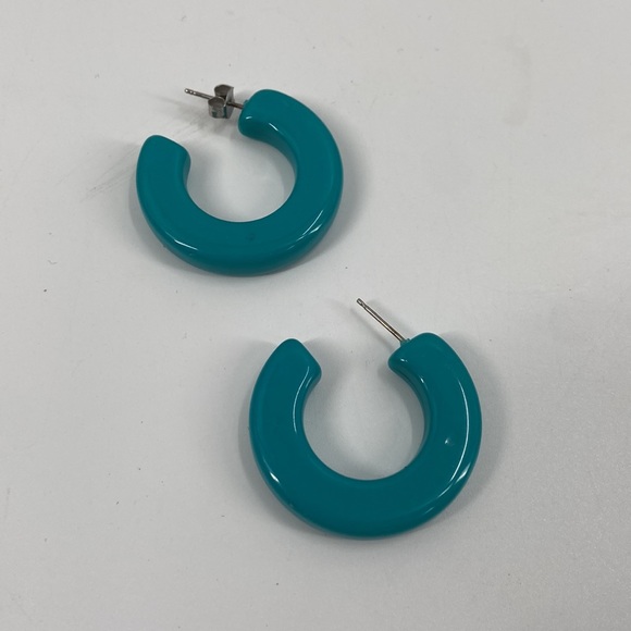 Sold❌❌❌Vintage teal hoop earrings - Picture 2 of 3